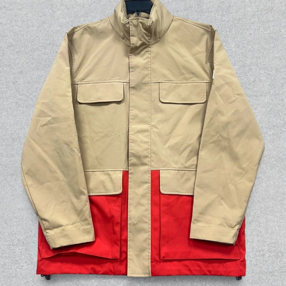 Tommy Hilfiger Gunwhale Yacht Jacket Mens Large Beige Red Colorblock Chore